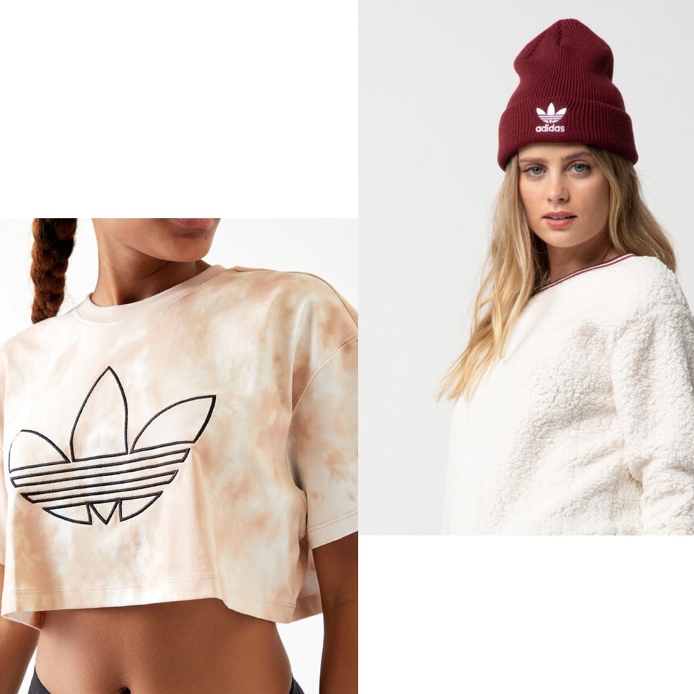 NWT BUNDLE Adidas Cropped Top + Beanie